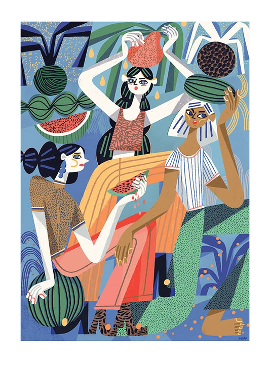 Girls with watermelons