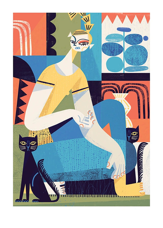 Lady with cats